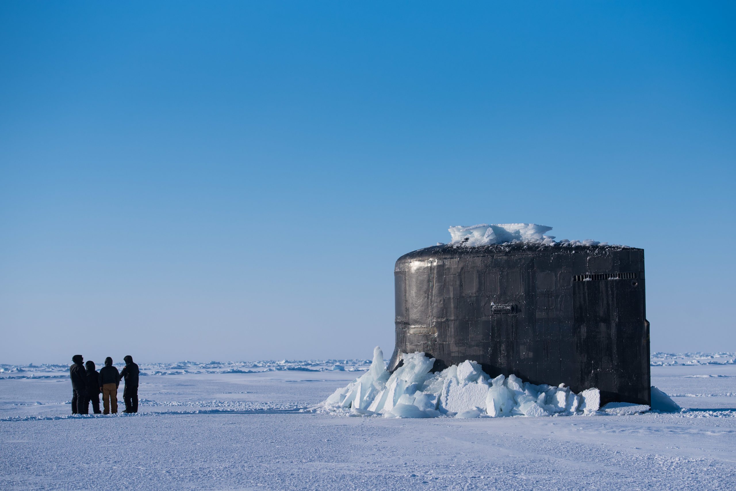The Seawolf-class submarine USS Connecticut (SSN 22) surfaces through Arctic ice on March 9, 2018, during Ice Exercise (ICEX) 2018. The five-week exercise helps the U.S. Navy evaluate Arctic readiness, gain operational experience, and strengthen cooperation with allied and partner forces.