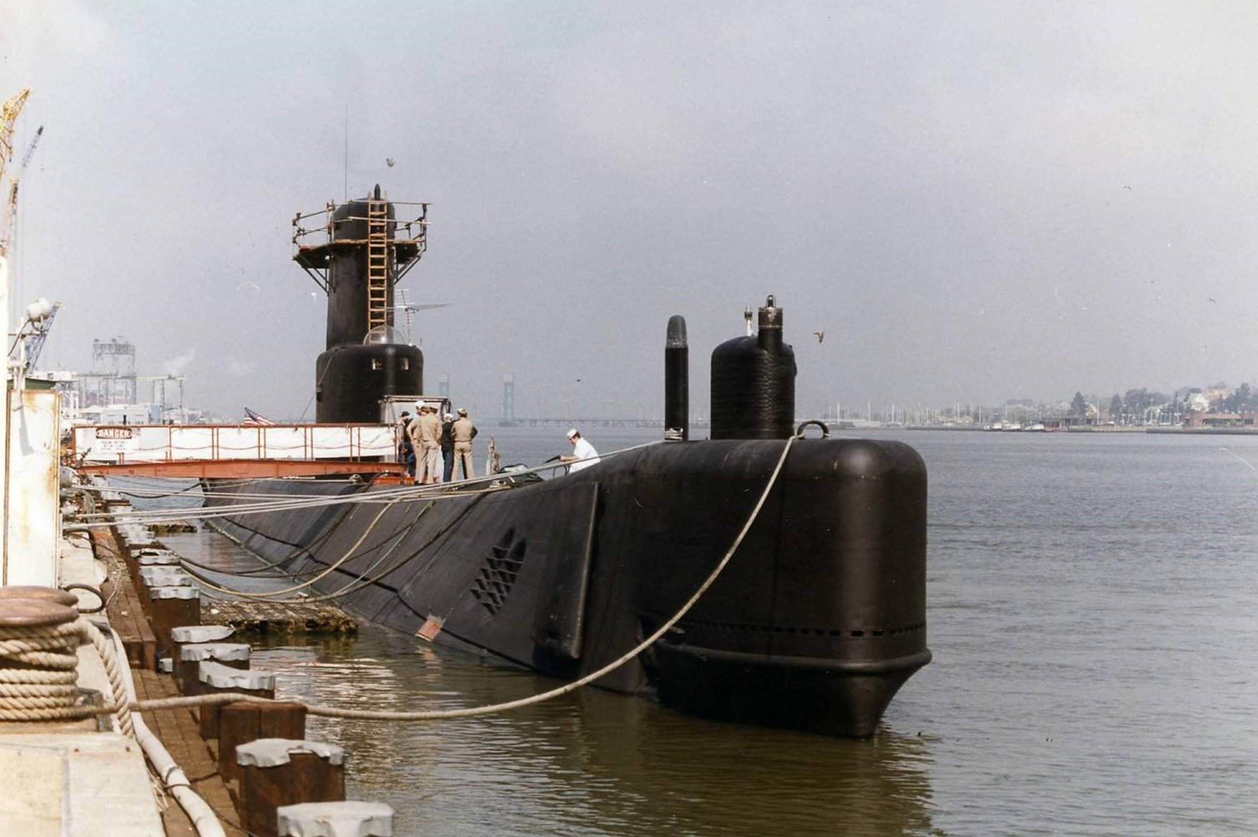 USS Seawolf (SSN-575) is seen at Mare Island Naval Shipyard on March 22, 1984.